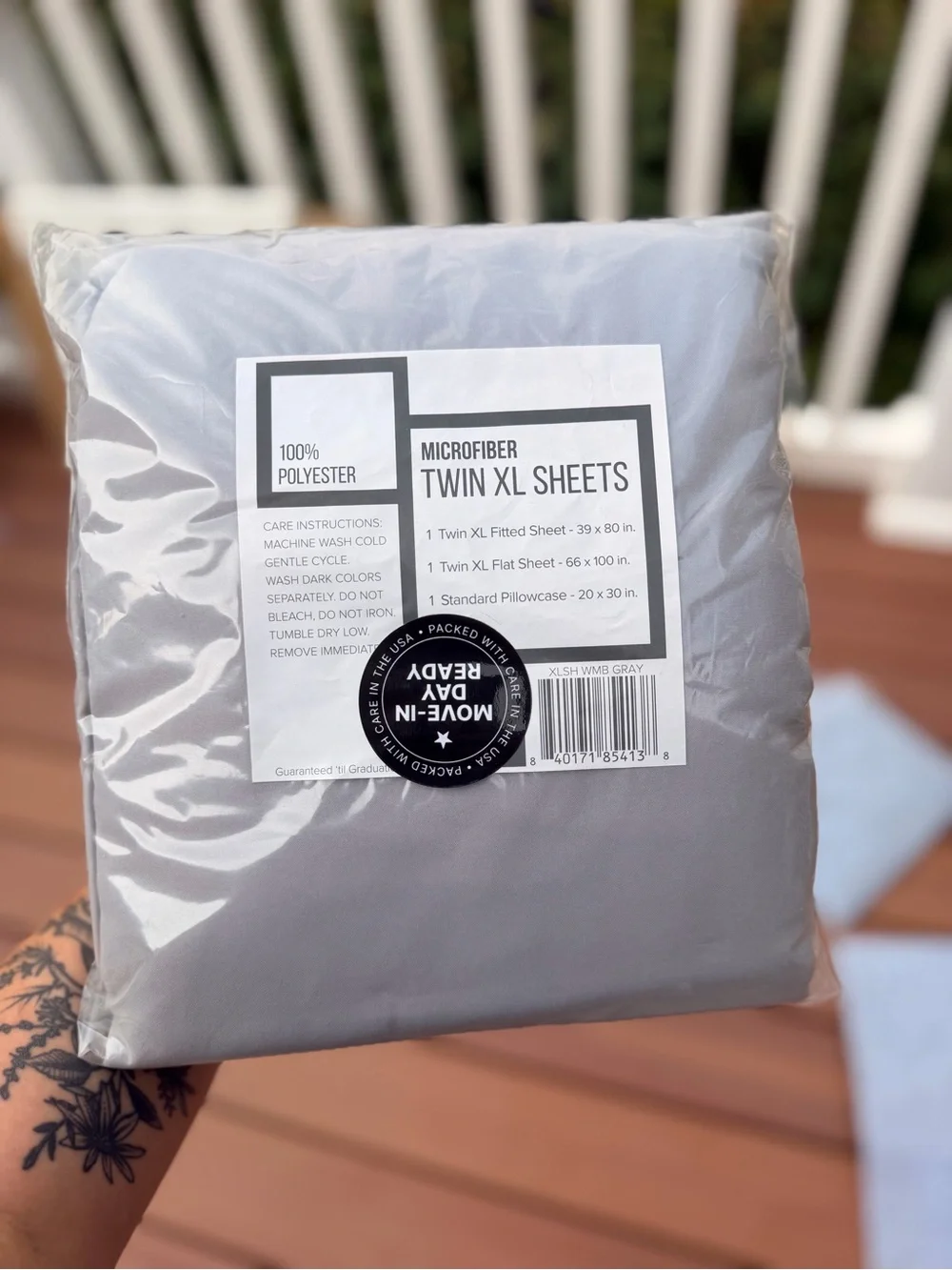 Dormify Grey Wall Headboard Cushion, Twin XL sheet set, Twin XL/Full comforter